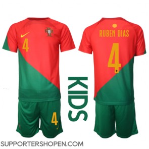 Portugal Ruben Dias #4 Hemmatröja Barn VM 2022 Kortärmad (+ korta byxor)